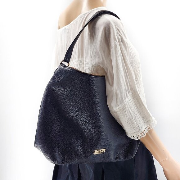 KATE SPADE Black Pebble Leather Shoulder Bag Black - Picture 1 of 4